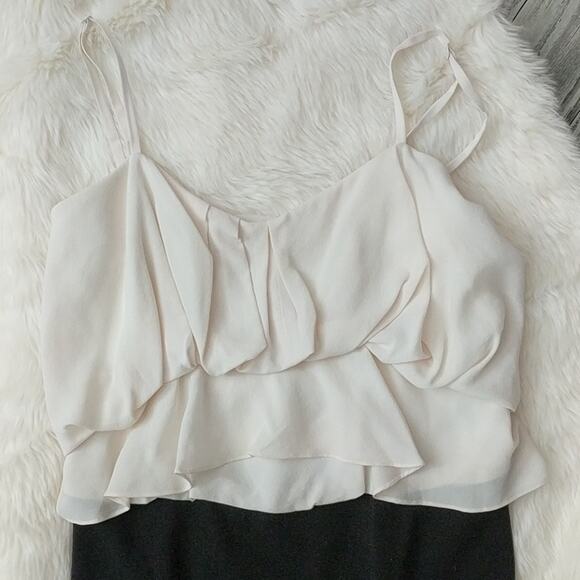 BCBG MAXAZIRA Layered Dress Shift Black White Cream Sheath Pencil Womens Size 6 - Picture 2 of 8